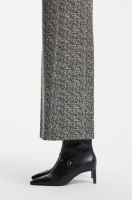 Leather ankle boots with a logo buckle, Black
