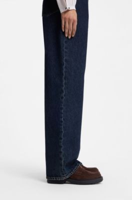 Penny-Loafers aus Veloursleder mit grober Gummisohle, Dunkelbraun