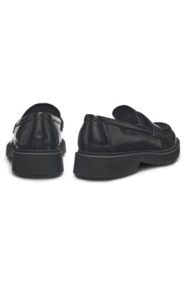 Leather penny loafers with calf hair vamp 3