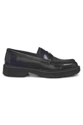 Leather penny loafers with calf hair vamp 2