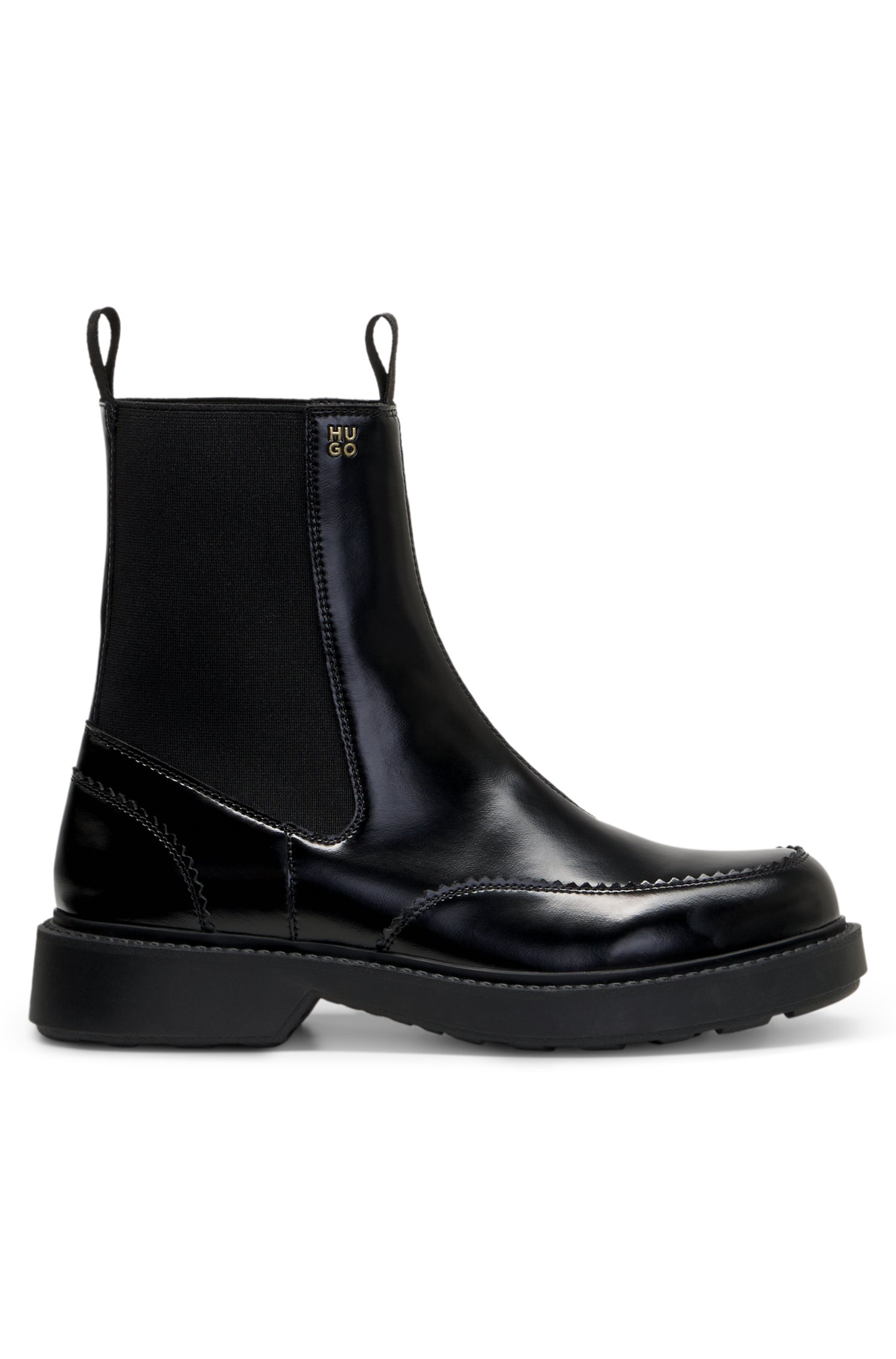 Hugo Stacked-logo Chelsea boots in polished leather dam – bild 3