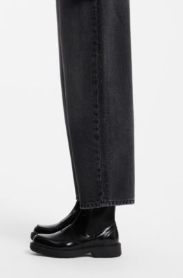 Stacked-logo Chelsea boots in polished leather, Black