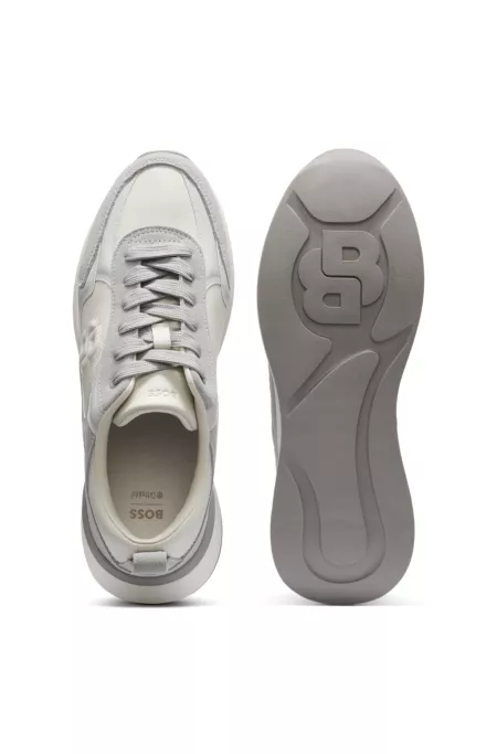Leather and suede trainers with Double B monogram