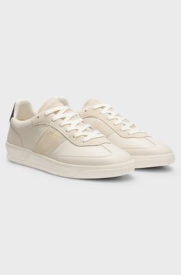 Portuguese-made trainers in leather and suede, Natural