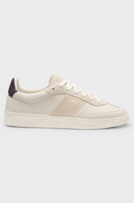 Portuguese-made trainers in leather and suede, Natural