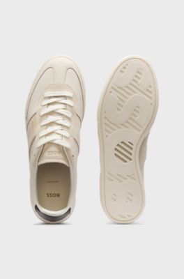 Portuguese-made trainers in leather and suede, Natural