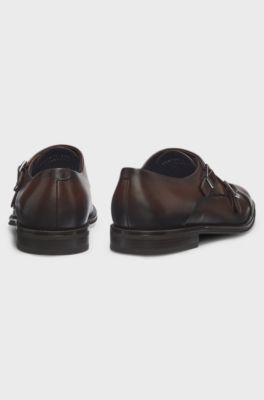 Scarpe monk con cinturino doppio, Marrone scuro