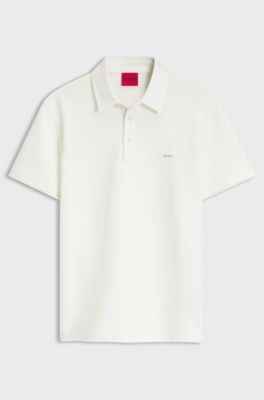 Waffle-structured polo shirt, Natural