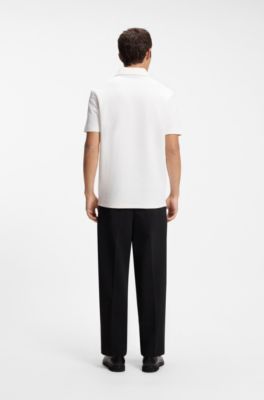 Waffle-structured polo shirt, Natural