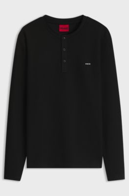 Relaxed-fit Henley T-shirt, Black