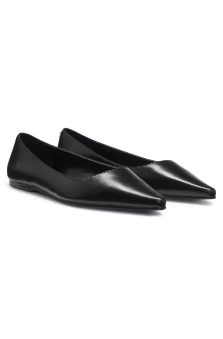 Leather ballerina pumps with pointed toe