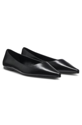 Leather ballerina pumps with pointed toe