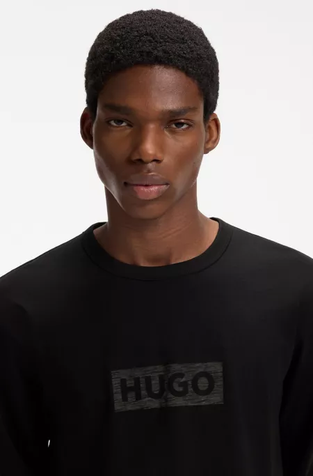 Textured slub cotton T-shirt with subtle print