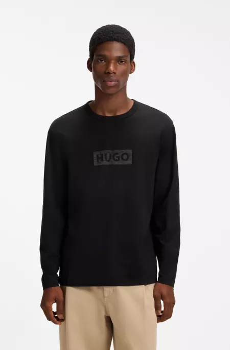 Textured slub cotton T-shirt with subtle print