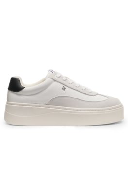 Hugo Leather and suede platform trainers with logo låga sneakers dam – bild 3