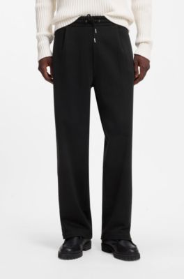 Relaxed-fit tracksuit bottoms in cotton terry, Black