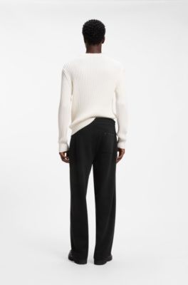Relaxed-fit tracksuit bottoms in cotton terry, Black