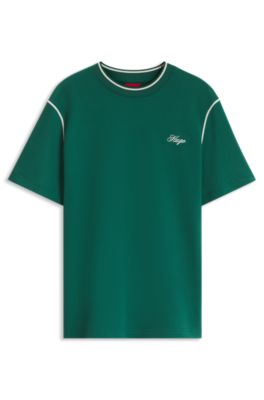 Relaxed-fit T-shirt in structured cotton, Green
