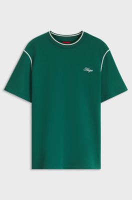 Relaxed-fit T-shirt in structured cotton, Green