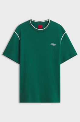 Relaxed-fit T-shirt in structured cotton, Green
