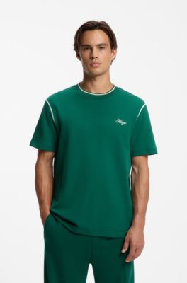Relaxed-fit T-shirt in structured cotton, Green