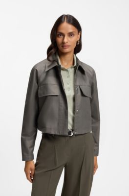 Relaxed-fit jacket in cotton denim, Grey