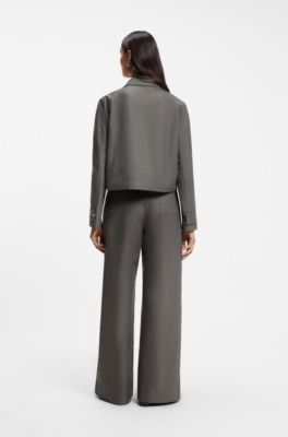 Relaxed-fit jacket in cotton denim, Grey