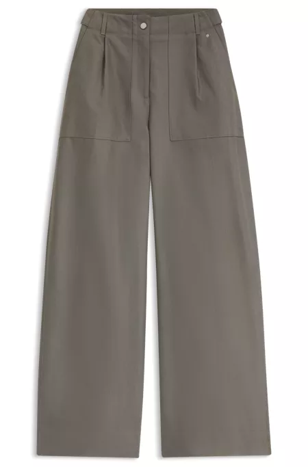Wide-leg trousers in cotton denim