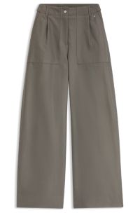 Wide-leg trousers in cotton denim, Grey
