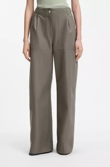 Wide-leg trousers in cotton denim