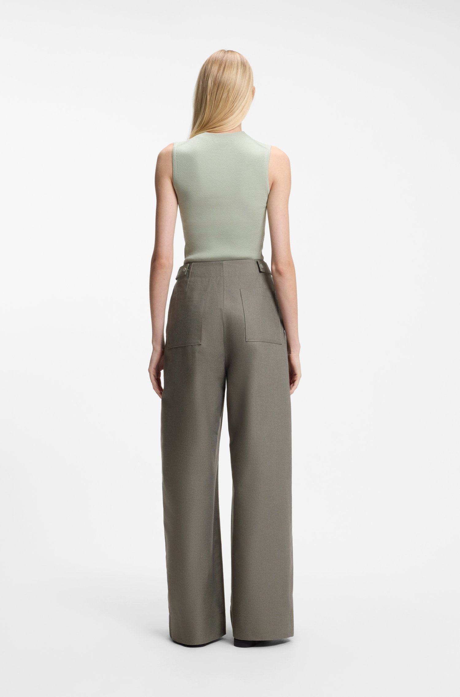 Boss Wide-leg trousers in cotton denim byxor dam – bild 2