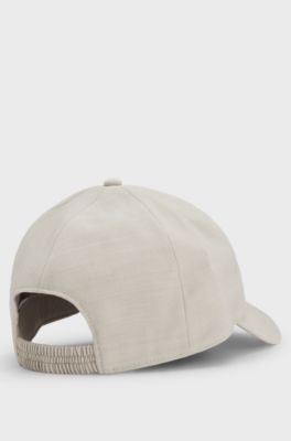 Cap in virgin wool with logo trim, Light Beige