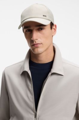 Cap in virgin wool with logo trim, Light Beige