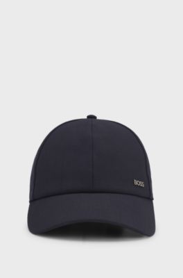 Cap in virgin wool with logo trim, Dark Blue