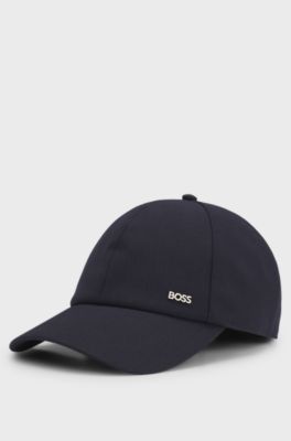 Cap in virgin wool with logo trim, Dark Blue