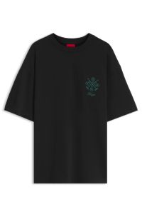 Oversize-fit cotton T-shirt with graphic print, Black