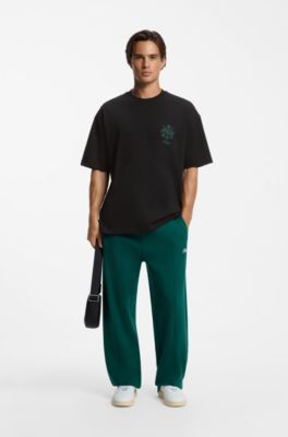 Oversize-fit cotton T-shirt with graphic print, Black