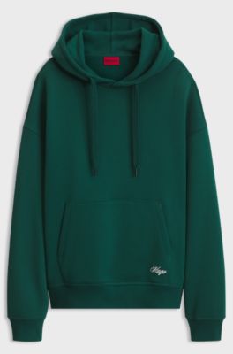 Relaxed-fit cotton hoodie, Dark Green