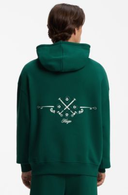 Relaxed-fit cotton hoodie, Dark Green