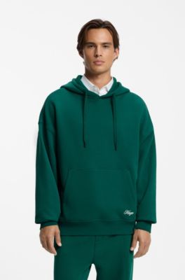 Relaxed-fit cotton hoodie, Dark Green