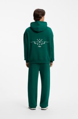 Relaxed-fit cotton hoodie, Dark Green