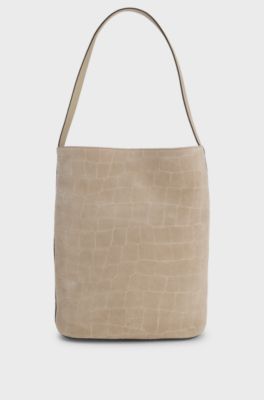 Sleek leather shoulder bag with smooth finish, Light Beige