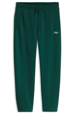 Relaxed-fit cotton trousers with braided drawcord, Dark Green