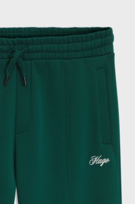 Relaxed-fit cotton trousers with braided drawcord, Dark Green