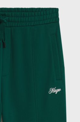 Relaxed-fit cotton trousers with braided drawcord, Dark Green