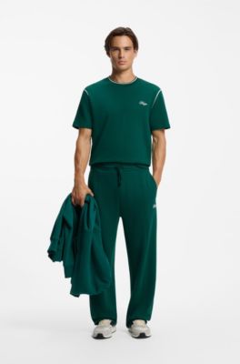 Relaxed-fit cotton trousers with braided drawcord, Dark Green