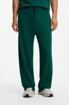 Relaxed-fit cotton trousers with braided drawcord, Dark Green