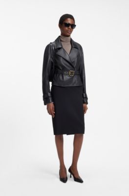 Slim-fit rollneck top in stretch jersey, Taupe