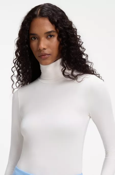 Slim-fit rollneck top in stretch jersey