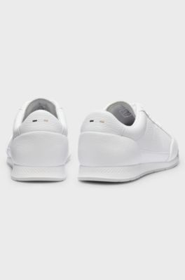Sneakers in pelle martellata con suola a spina di pesce, Bianco